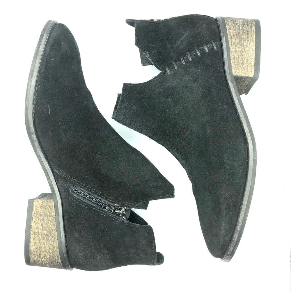 Diba True | Black Suede Ankle Booties Silver Studs